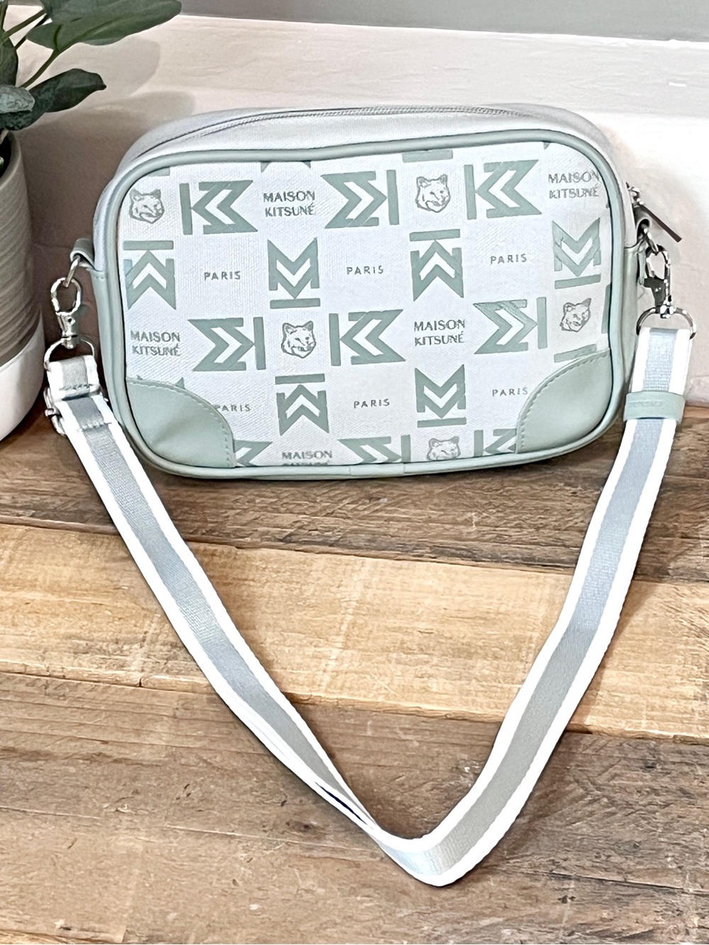 Maison Kitsuné x EVA Air Premium Business Class Crossbody Amenity Bag Sage Green